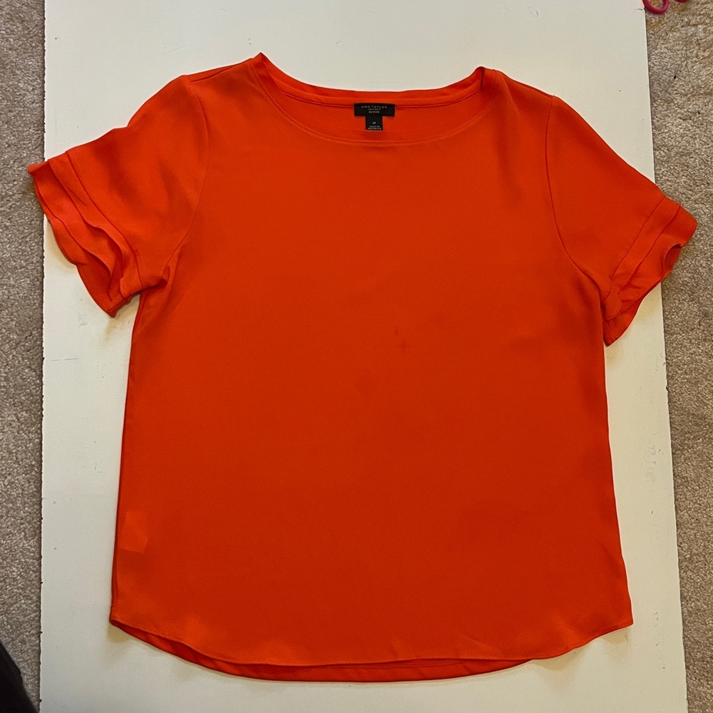 Ann Taylor Vibrant Orange Short Sleeve Top